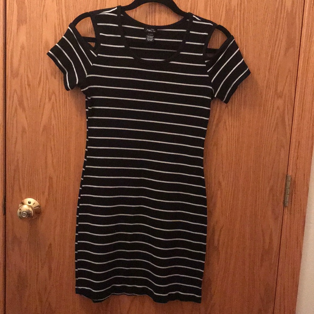 Black and White Off Shoulder Dress